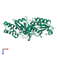 PDB entry 1fc7 coloured by chain, top view.