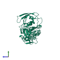 PDB entry 1fc9 coloured by chain, side view.