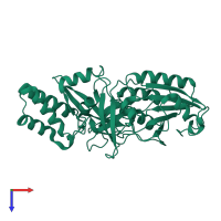 PDB entry 1fc9 coloured by chain, top view.