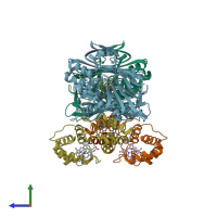 PDB entry 1fcd coloured by chain, side view.