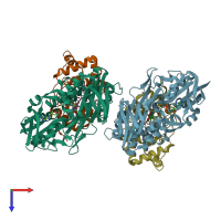 PDB entry 1fcd coloured by chain, top view.