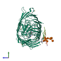 PDB entry 1fcp coloured by chain, side view.