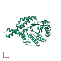 PDB entry 1fcq coloured by chain, front view.