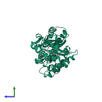 PDB entry 1fcq coloured by chain, side view.