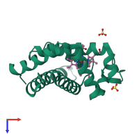 PDB entry 1fcs coloured by chain, top view.