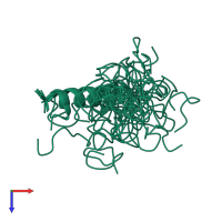 PDB entry 1fct coloured by chain, ensemble of 27 models, top view.