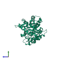 PDB entry 1fcu coloured by chain, side view.