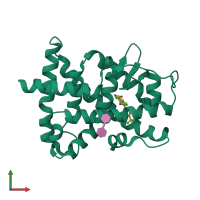 PDB entry 1fcx coloured by chain, front view.