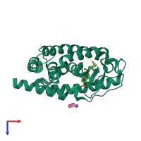 PDB entry 1fcx coloured by chain, top view.