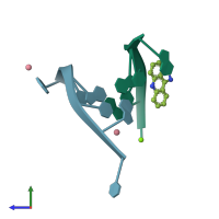 PDB entry 1fd5 coloured by chain, side view.