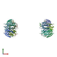 PDB entry 1fd7 coloured by chain, front view.