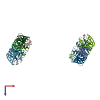 PDB entry 1fd7 coloured by chain, top view.
