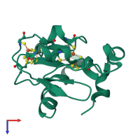 Monomeric assembly 1 of PDB entry 1fda coloured by chemically distinct molecules, top view.