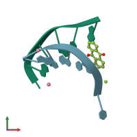 PDB entry 1fdg coloured by chain, front view.