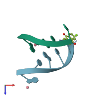 PDB entry 1fdg coloured by chain, top view.