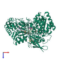 PDB entry 1fdo coloured by chain, top view.