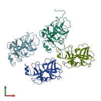 PDB entry 1fdp coloured by chain, front view.