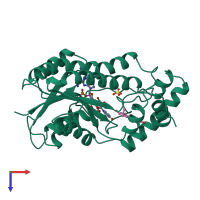 PDB entry 1fdt coloured by chain, top view.