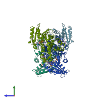 PDB entry 1fdv coloured by chain, side view.