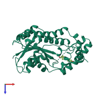 PDB entry 1fdw coloured by chain, top view.