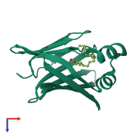 PDB entry 1fe3 coloured by chain, top view.