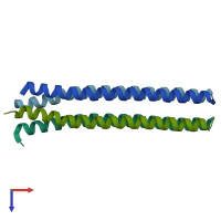PDB entry 1fe6 coloured by chain, top view.
