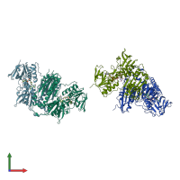 PDB entry 1fea coloured by chain, front view.