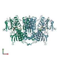 PDB entry 1fec coloured by chain, front view.