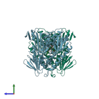 PDB entry 1fec coloured by chain, side view.