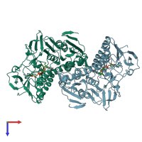 PDB entry 1fec coloured by chain, top view.