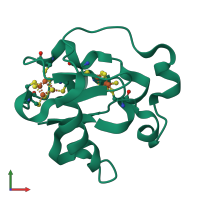 PDB entry 1fer coloured by chain, front view.