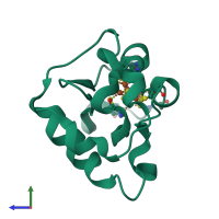 PDB entry 1fer coloured by chain, side view.