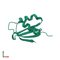 PDB entry 1fes coloured by chain, front view.