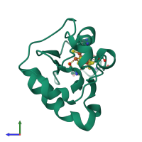 Monomeric assembly 1 of PDB entry 1ff2 coloured by chemically distinct molecules, side view.