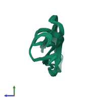 PDB entry 1ffj coloured by chain, ensemble of 20 models, side view.