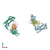 PDB entry 1ffn coloured by chain, front view.