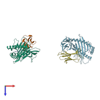 PDB entry 1ffn coloured by chain, top view.