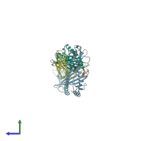 PDB entry 1ffo coloured by chain, side view.