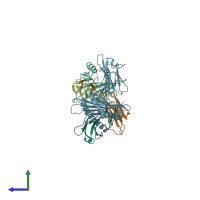 PDB entry 1ffp coloured by chain, side view.