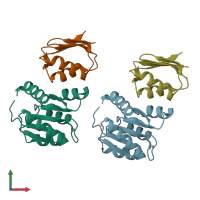 PDB entry 1ffs coloured by chain, front view.