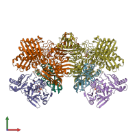 PDB entry 1ffu coloured by chain, front view.