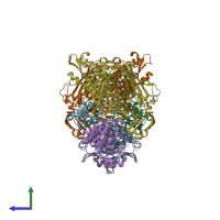 PDB entry 1ffu coloured by chain, side view.