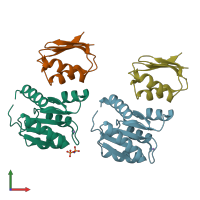 PDB entry 1ffw coloured by chain, front view.