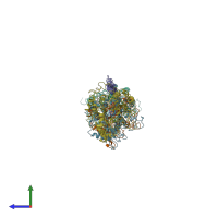 PDB entry 1ffx coloured by chain, side view.