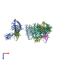 PDB entry 1fg2 coloured by chain, top view.