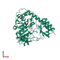 PDB entry 1fg7 coloured by chain, front view.