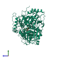 PDB entry 1fgh coloured by chain, side view.
