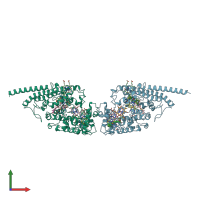 PDB entry 1fgj coloured by chain, front view.