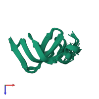 PDB entry 1fgp coloured by chain, ensemble of 15 models, top view.