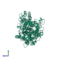 PDB entry 1fgr coloured by chain, side view.